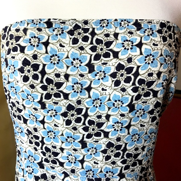 J Crew Blue/White/Black Summer Dress, Strapless - Picture 5 of 7